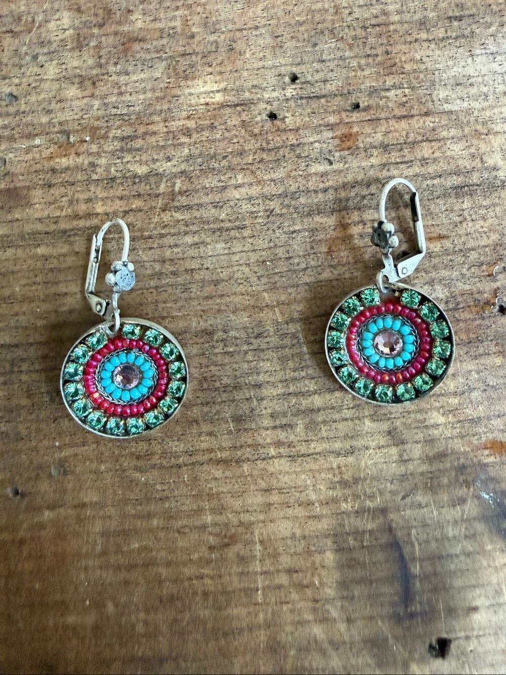 Adaya Ornate Boho Rhinestone Bead Silver Green Lavender Red Turquoise Dangle Dro